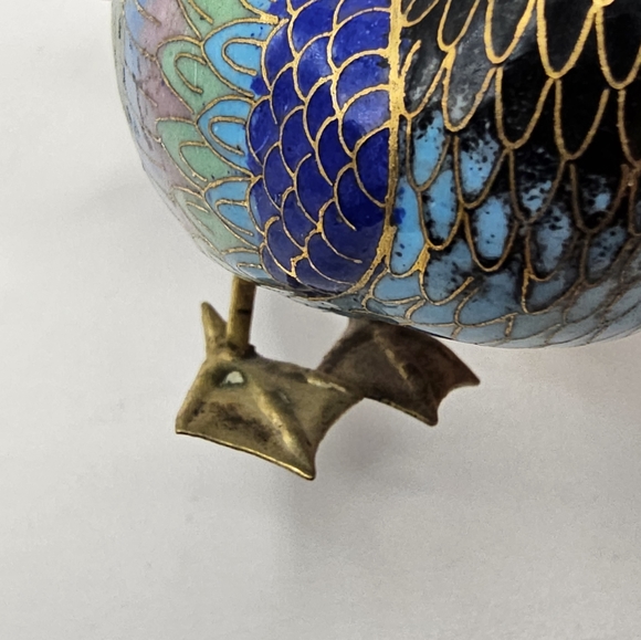 Vtg Cloissone Enameled Brass Duck - Picture 4 of 11
